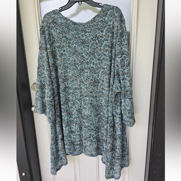 Catherines Tunic Lace Top 5X Plus Embroidered Lined Women New Teal - Picture 13 of 13